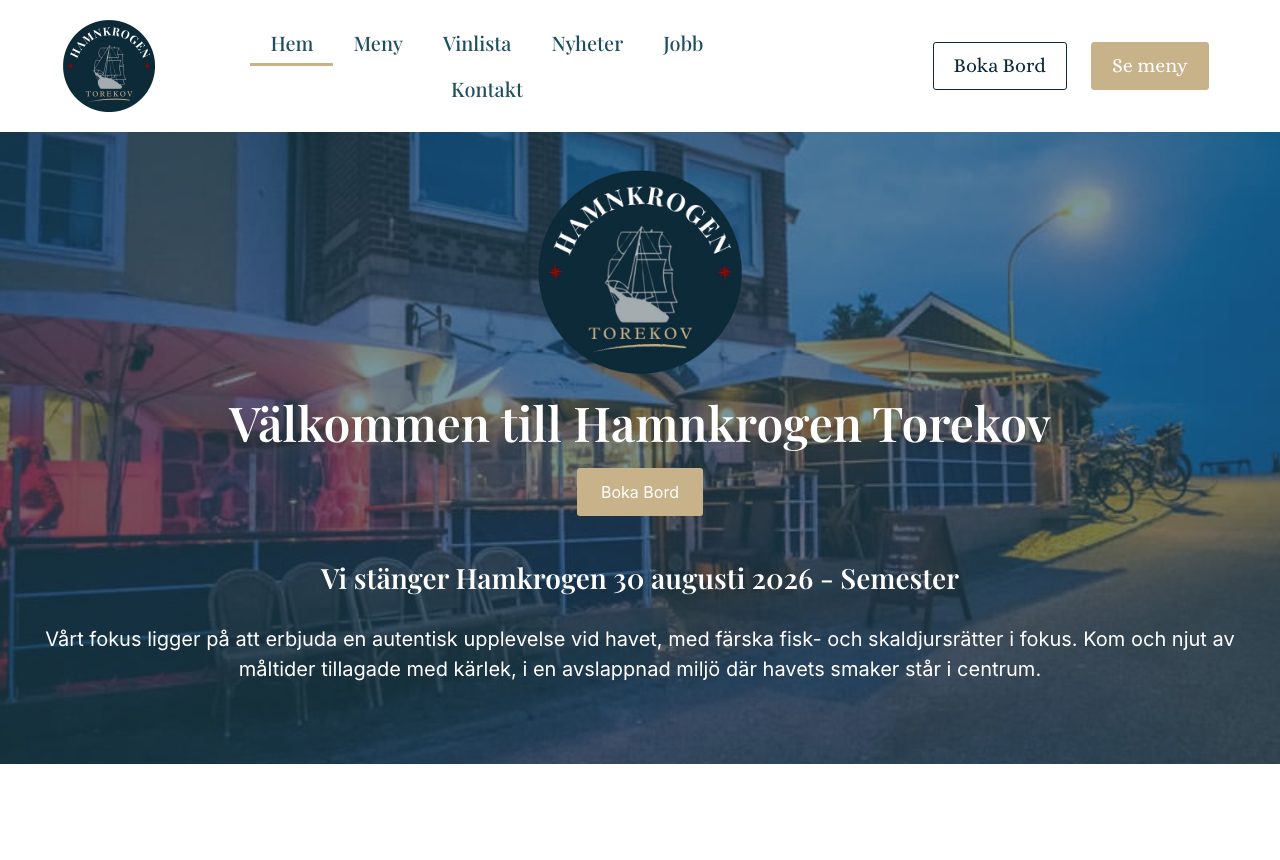 Startsidan för Hamnkrogen Torekov