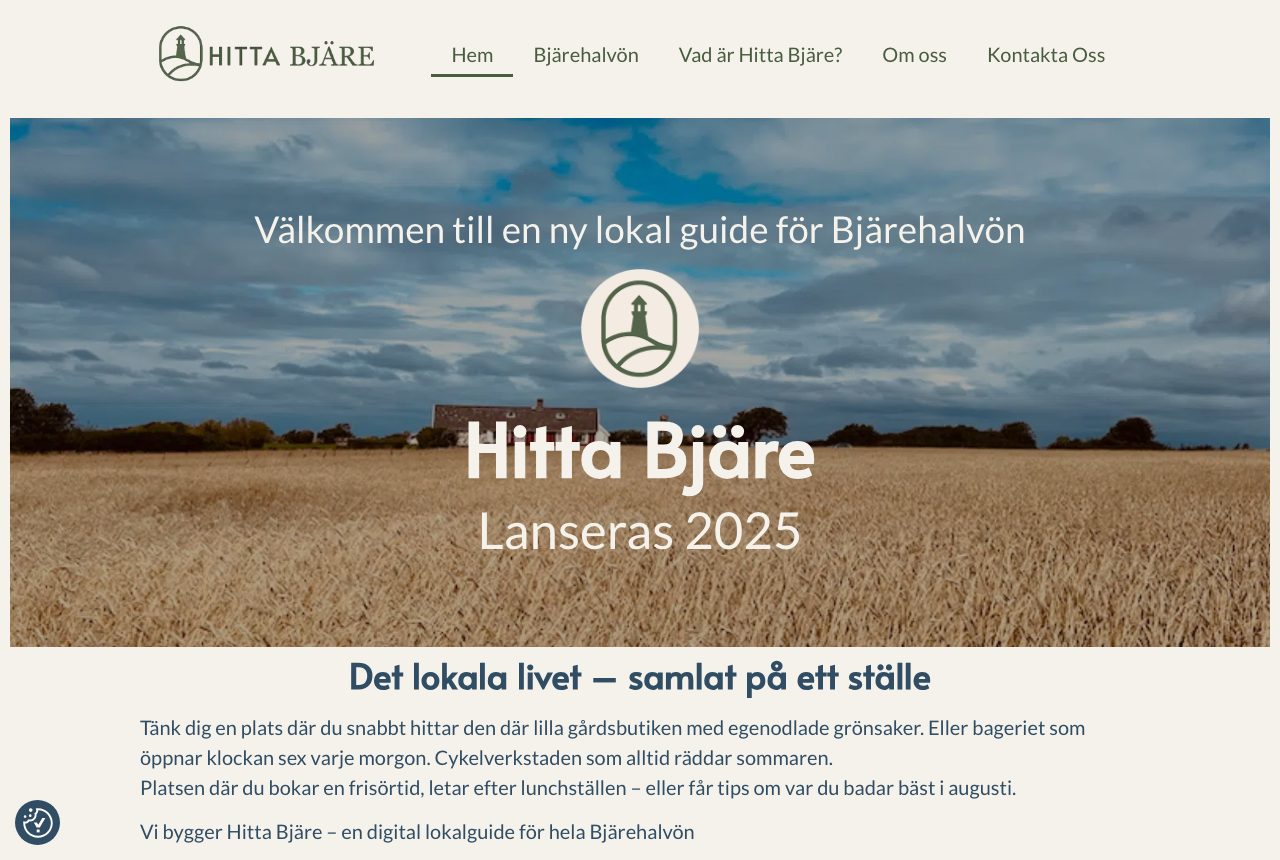 Startsidan för Hitta Bjäre