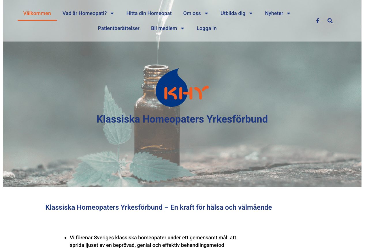 Startsidan för Klassiska Homeopaters Yrkesförbund