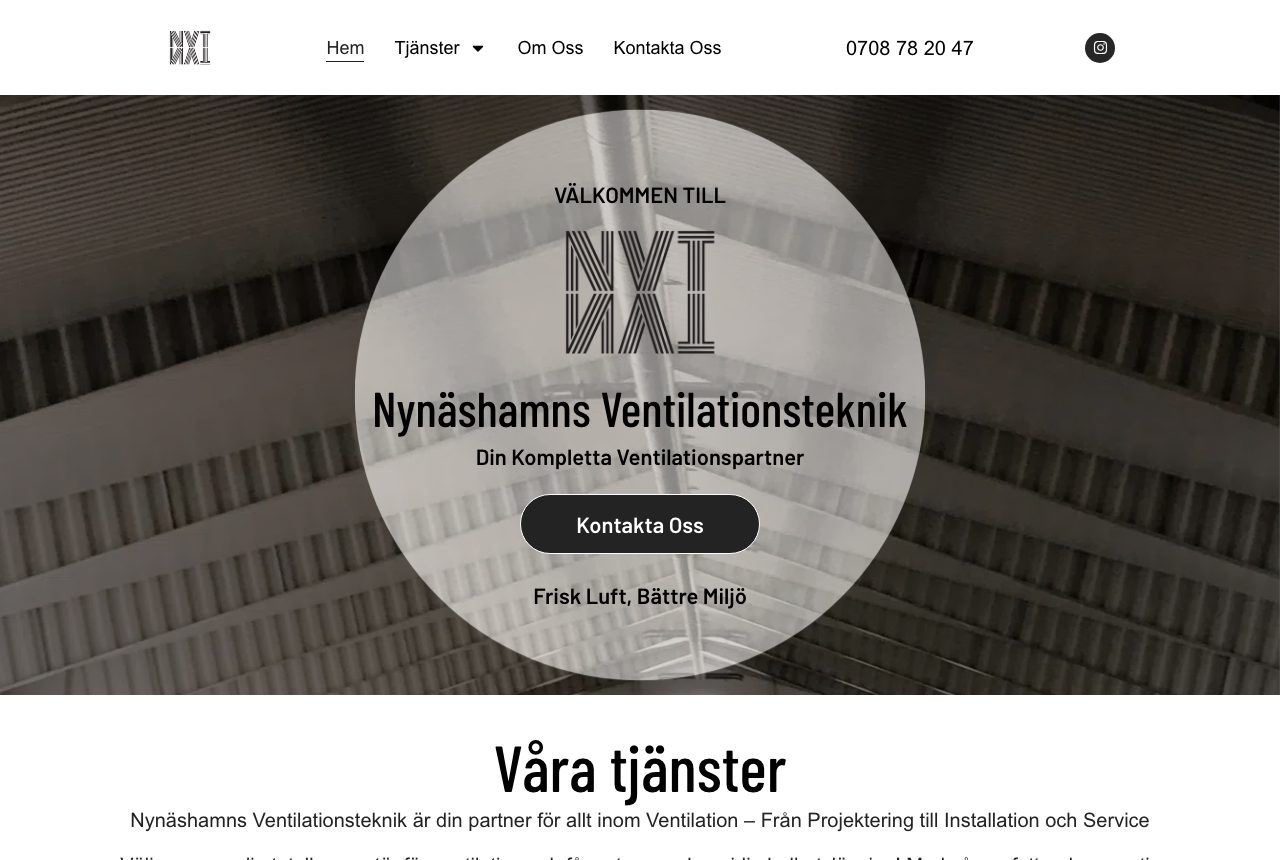 Startsidan för Nynäshamns Ventilationsteknik