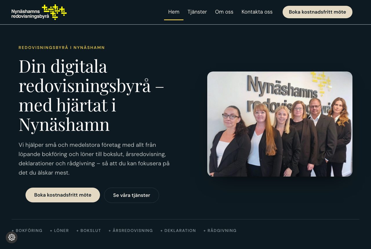 Startsidan för Nynäshamns Redovisningsbyrå