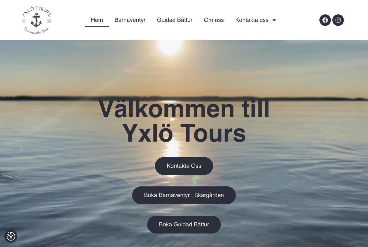 Startsidan för Yxlö Tours